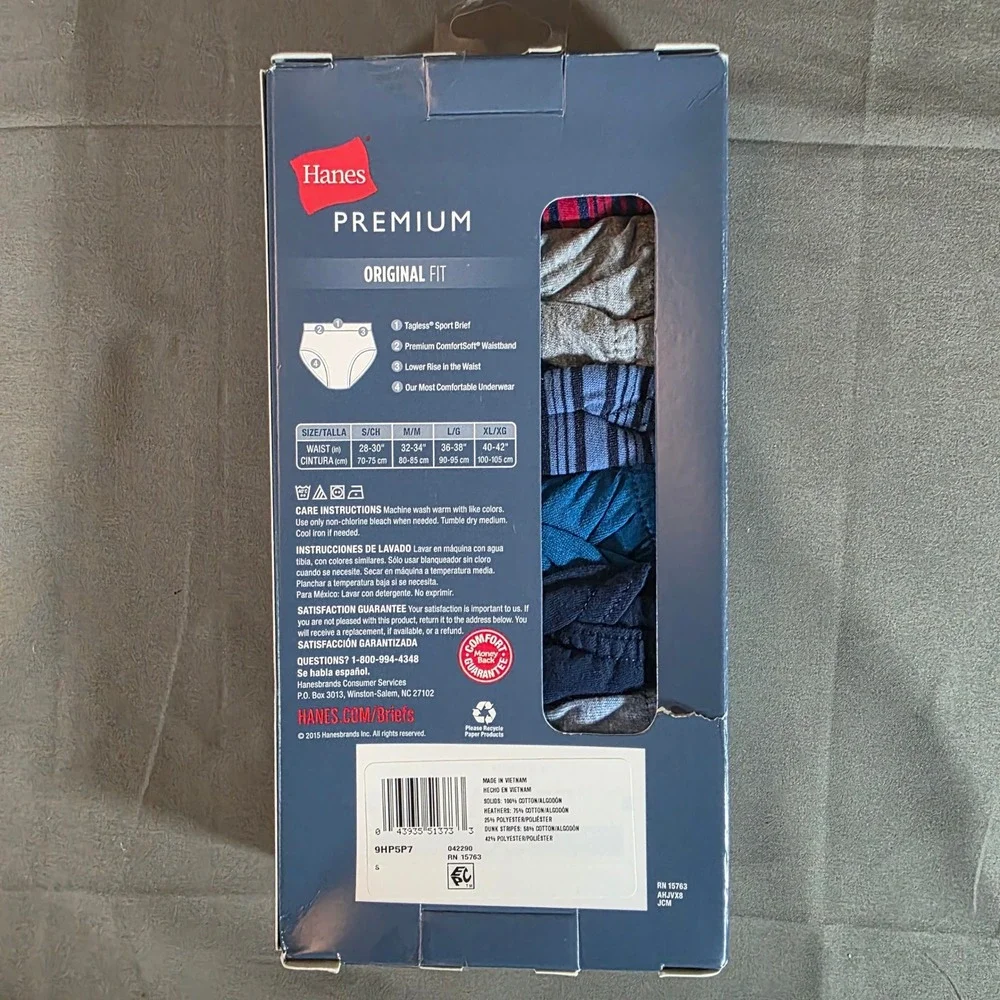 Hanes Premium Men Sport Briefs 7 Pack Low Rise Tagless Blue Grey S 28-30 9HP5P7